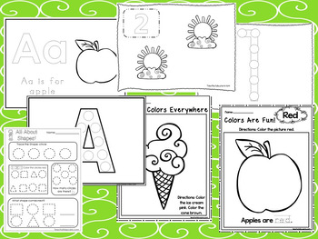 Preview of 240 Beginning Preschool Printable Worksheets.