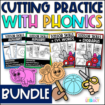 Preview of Fine Motor Skills Worksheets w/ Cutting Shapes Cutting Practice With Scissors 