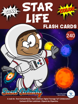 Preview of 240) Star Life Cycle. Flash Cards / Worksheets. Color / B&W version