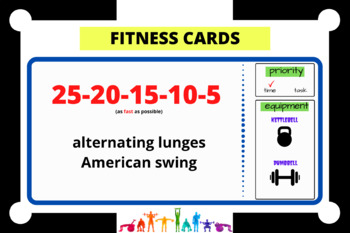 Preview of 25-20-15-10-5 Fitness Workout Cards - 2 exercises / time oriented / KB/DB P1