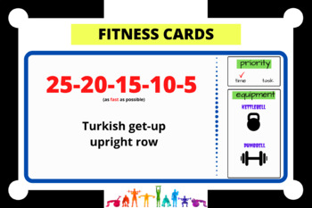 Preview of 25-20-15-10-5 Fitness Workout Cards - 2 exercises / time oriented / KB/DB Set