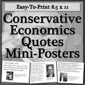 Preview of ECONOMICS QUOTES MINI-POSTERS -- Conservative, Libertarian, GOP (25 8.5 x 11)