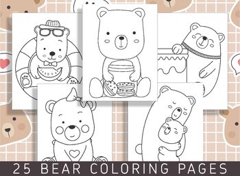 Preview of 25 Adorable Bear Coloring Pages for Preschool and Kindergarten Kids