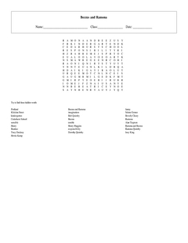 25 Answer Beezus and Ramona Word Search with Key by Maura Derrick Neill