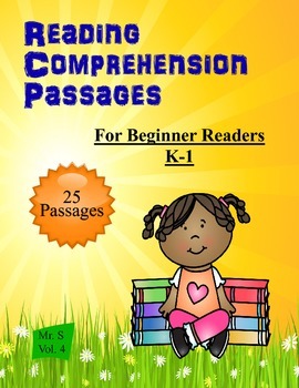 Preview of Beginner Reading Comprehension 25 passages K-1 Common Core Aligned Volume 4