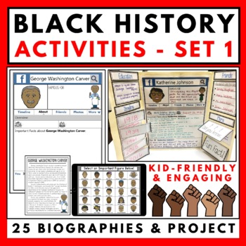 Preview of 25 Black History Month Reading Passages, Informational Writing Research Activity
