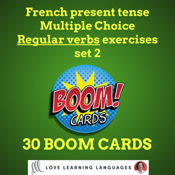 Preview of French Regular Verbs Present Tense Boom Cards Set 2