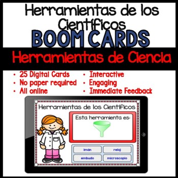 Preview of 25 Boom Cards Herramientos de los Científicos Spanish Science Tools