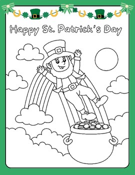Preview of 25 CUTE St Patrick's Day Coloring Sheets Printable Pages Leprechaun Rainbow Gold