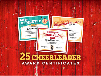 Preview of 25 Cheerleading Certificates — Editable Award Templates