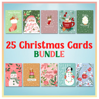 Preview of 25 Christmas Cards Set, Holiday Gifts To Students, Teachers, and Staff