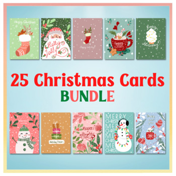 25 Christmas Cards Set, Holiday Gifts To Students, Teachers, and Staff