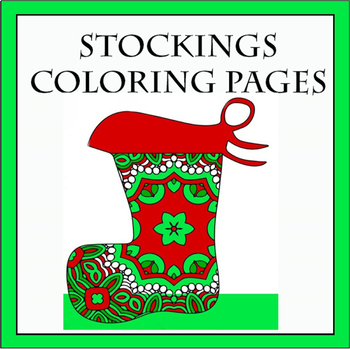 Preview of 25 Christmas Holiday Stockings Zentangle & Mandala Coloring Book Pages