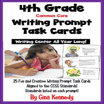 Preview of 25 Common Core 4th Grade Writing Prompt Task Cards