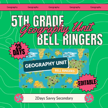 Preview of 25 Days of Engaging Geography Bell Ringers for 5th Grade