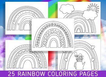 Preview of 25 Delightful Rainbow Coloring Pages for Preschool and Kindergarten, PDF File