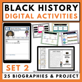 Preview of 25 Digital Black History Month Reading Passages, Informational Writing Activity 