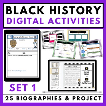 Preview of 25 Digital Black History Month Reading Passages, Informational Writing Activity