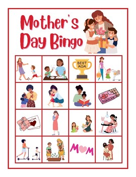 Preview of 25 FUN Happy Mother's Day Bingo Sheets Calling Cards CUTE How Mom Teaches Me