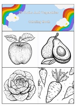 Preview of 25 Fruits And Vegetables Coloring Book