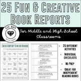 25 Fun & Creative Book Reports Choice Board for Middle & H