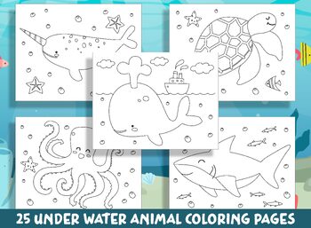 Preview of 25 Fun & Engaging Underwater Animal Coloring Pages for Preschool & Kindergarten