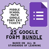 25 Google Form Bundle Middle School Math Exit Tickets