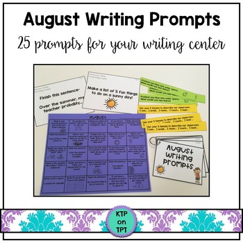 25 August Writing Prompts by KTPonTPT | Teachers Pay Teachers