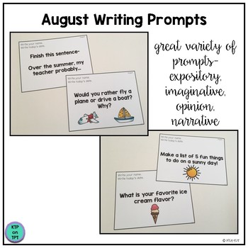 25 August Writing Prompts by KTPonTPT | Teachers Pay Teachers