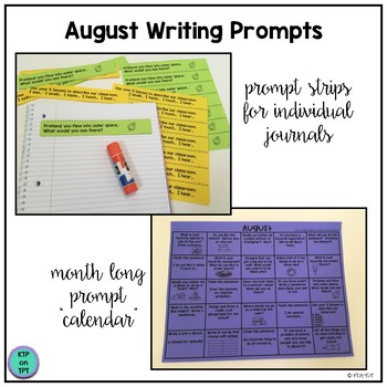 25 August Writing Prompts by KTPonTPT | TPT