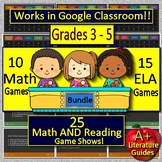 25 Math and Reading ELA Test Prep Games Grades 3 - 5 Google Ready