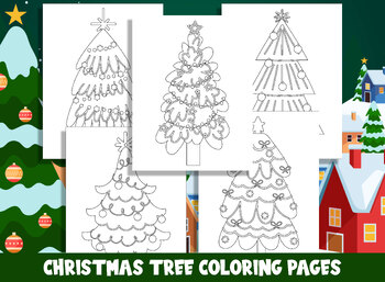 Preview of 25 Merry & Bright Christmas Tree Coloring Adventures for Kids, PDF File
