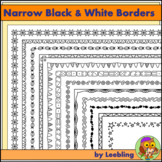 25 Narrow Black and White Borders / Frames - US Letter format