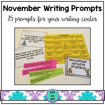 25 November Writing Prompts by KTPonTPT | Teachers Pay Teachers