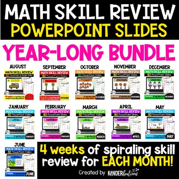 Preview of 30% OFF Kindergarten Digital Math Skill Review Year Long BUNDLE
