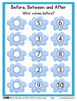 Preview of Basic Math Concepts Activities; Learn Before, Between and After (25 Pages)
