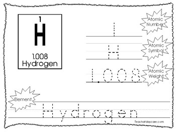 Preview of 30 Periodic Elements Tracing Worksheets. Preschool-2nd Grade. Tracing.