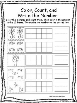 25 Preschool-KDG Math Worksheets. Addition, Counting, 10 Frame. | TpT