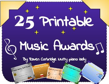 Preview of 25 Printable Music Awards (for music teachers and home school parents)