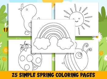 Preview of 25 Printable Simple Spring Coloring Pages for Preschool and Kindergarten