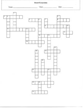 25 Question Desert Ecosystems Crossword Puzzle with Key TpT