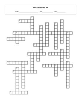 25 Question Earth: The Biography Ice Crossword with Key TPT