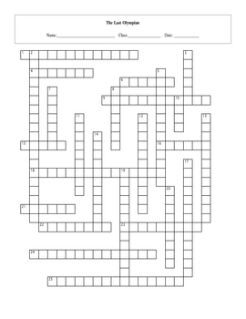 25 Question The Last Olympian Crossword with Key by Maura Derrick Neill