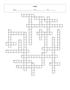 25 Question Twilight Crossword with Key by Maura Derrick Neill