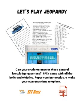Preview of 25 Questions All Public School Students Should Know. Jeopardy. Game. Quiz. ELA.