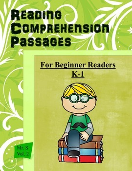 Preview of 25 Reading Comprehension Passages  K-1  Volume 1  Common Core Aligned