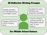 25 Reflective Writing Prompts for Middle School Science