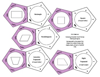 Preview of 25 Self-checking pentagonal geometry Flash Cards set - shapes, angles, sides