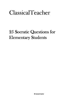 Preview of 25 Socratic Questions for Elementary Students