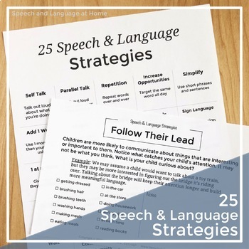 Preview of Speech Therapy Parent Handouts for Early Intervention | 25 Speech Strategies